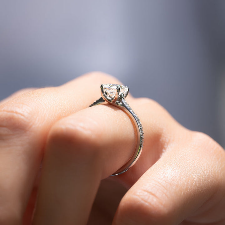 2.0CT Cushion Lab Grown E/VVS1 Diamond Unique Pave Engagement Ring for Her