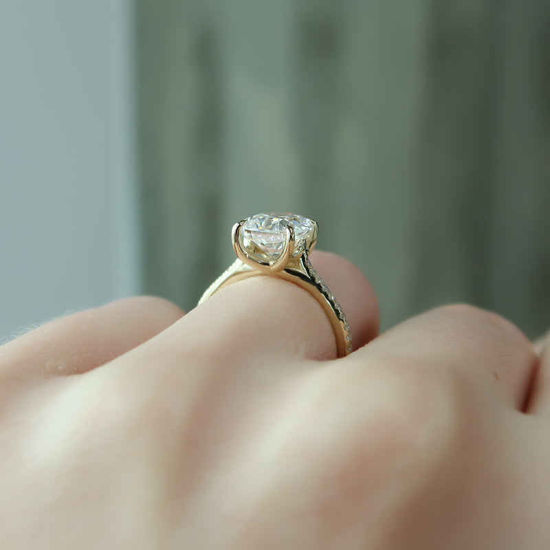2.0CT Cushion Lab Grown E/VVS1 Diamond Unique Pave Engagement Ring for Her