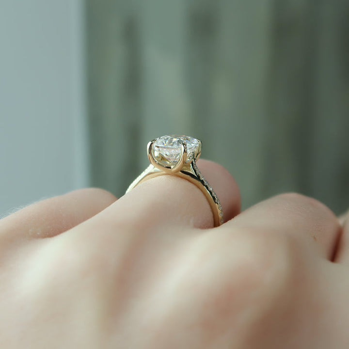 2.0CT Cushion Lab Grown E/VVS1 Diamond Unique Pave Engagement Ring for Her