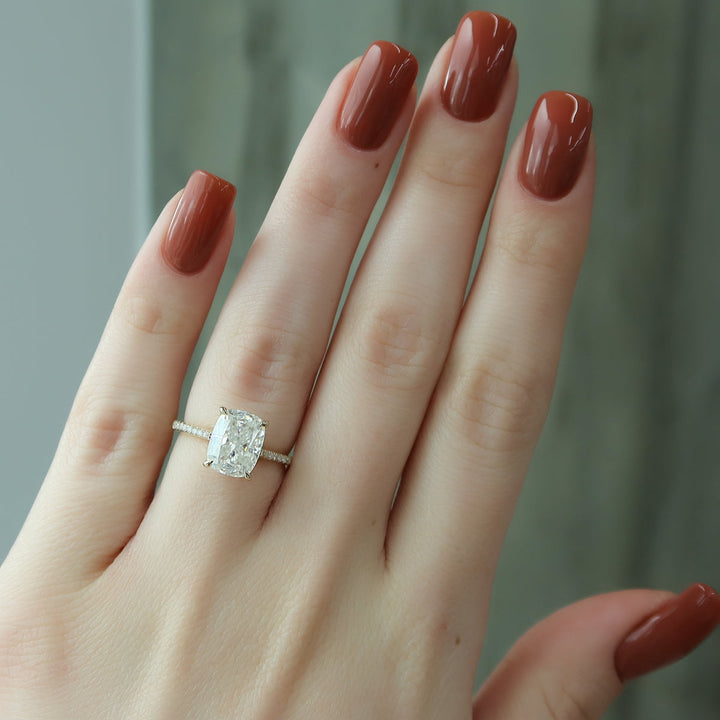 2.0CT Cushion Lab Grown E/VVS1 Diamond Unique Pave Engagement Ring for Her