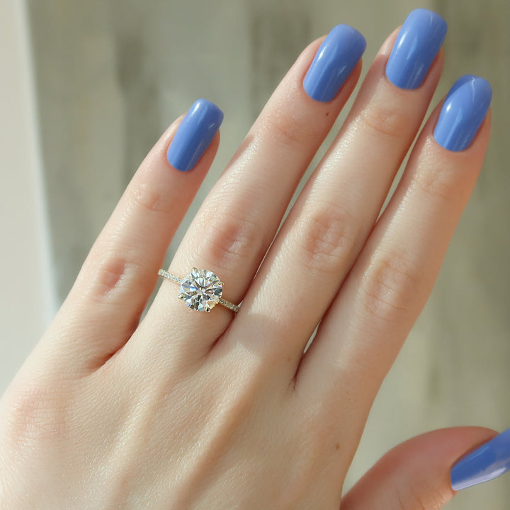 1.50CT Round Lab Grown E/VVS1 Diamond Tulip Pave Engagement Ring