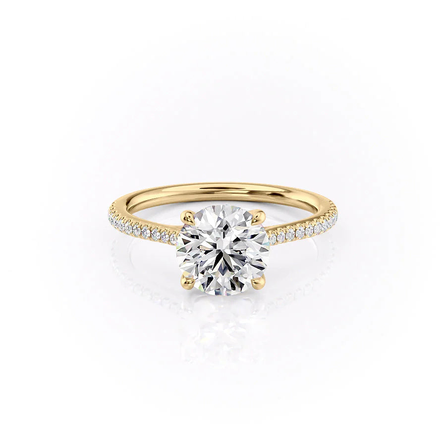 1.50CT Round Lab Grown E/VVS1 Diamond Tulip Pave Engagement Ring