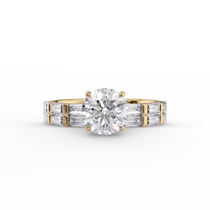 3.50CT Round Lab Grown F/VS1 Diamond Bar Set Pave Engagement Ring