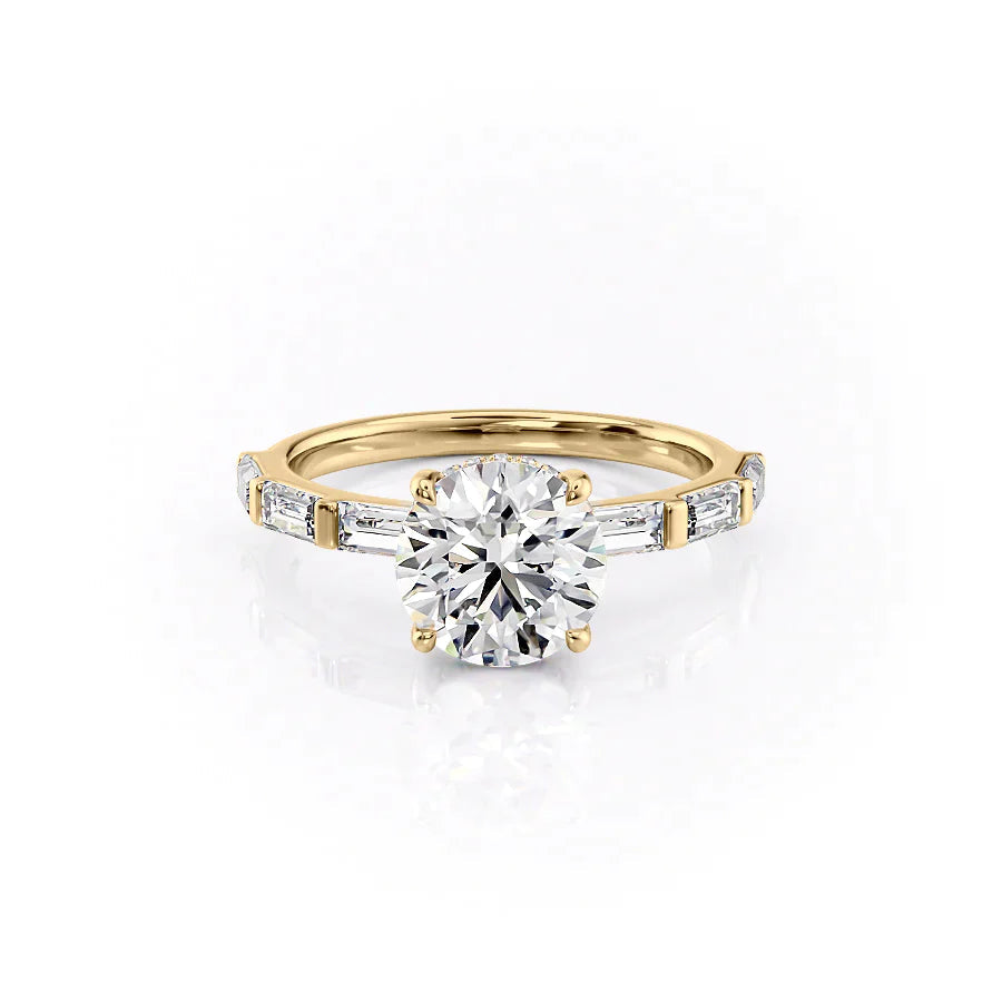 3.50CT Round Lab Grown F/VS1 Diamond Bar Set Pave Engagement Ring