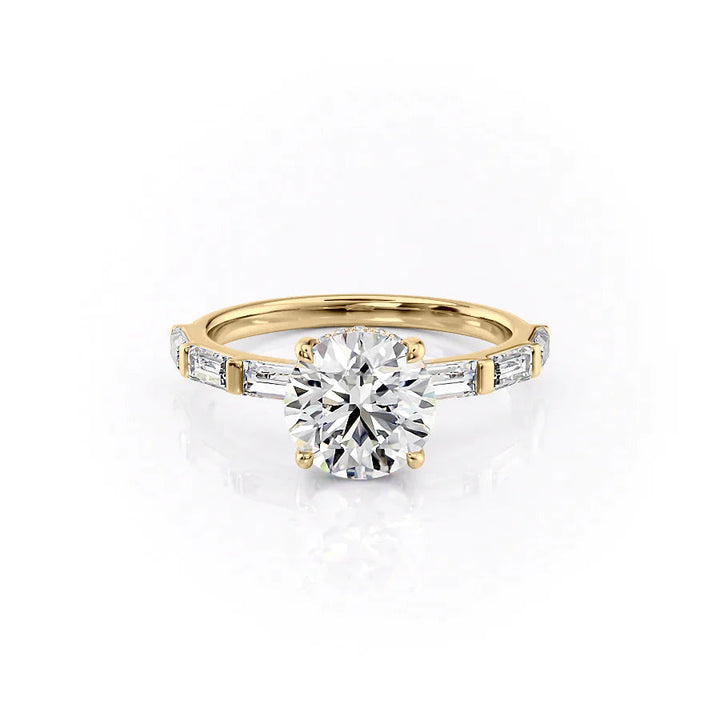 3.50CT Round Lab Grown F/VS1 Diamond Bar Set Pave Engagement Ring