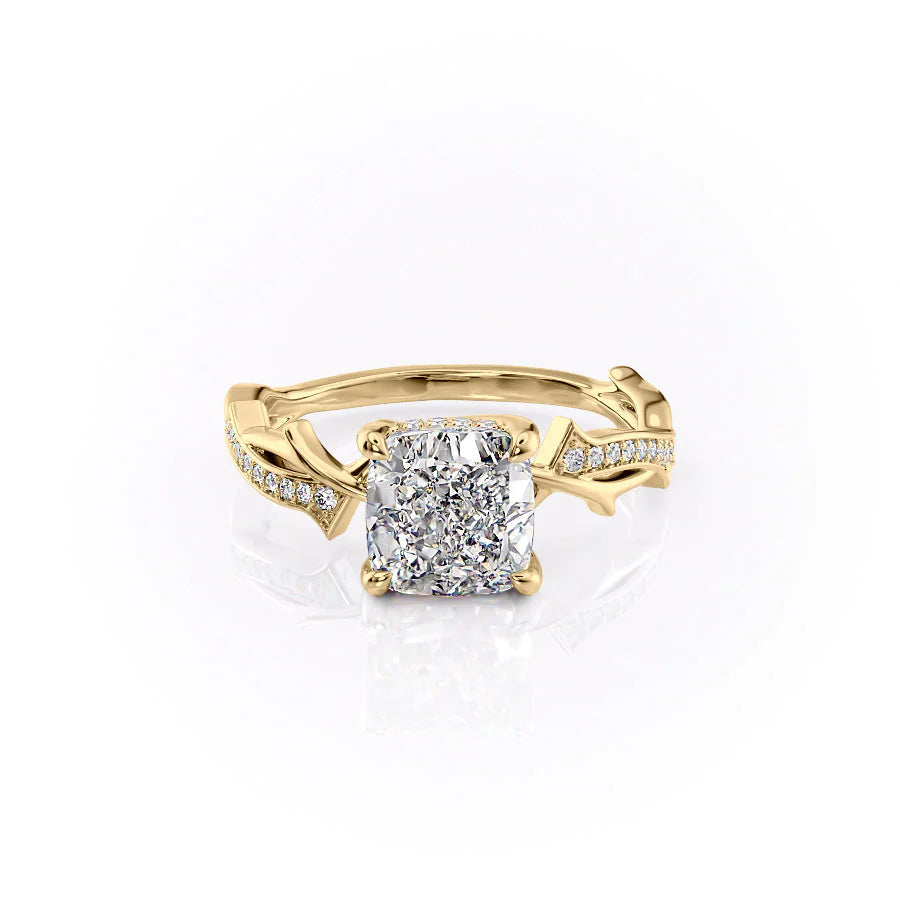 1.50CT Cushion Lab Grown F/VVS2 Diamond Twig Engagement Ring