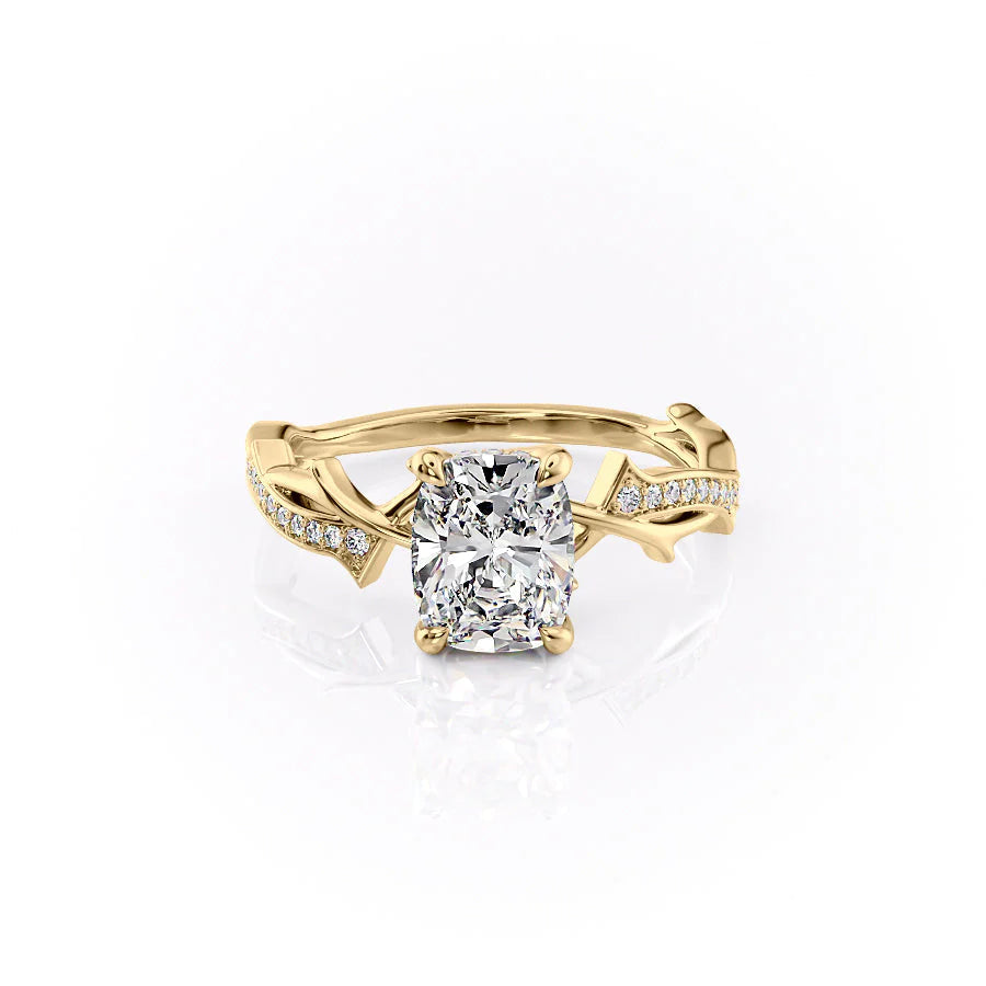 3.0CT Elongated Cushion Lab Grown E/VS2 Diamond Twig Engagement Ring