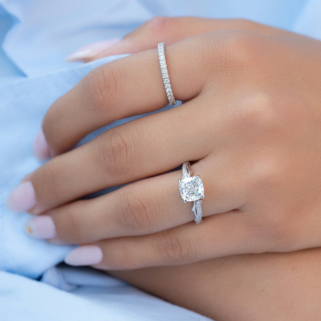 1.50CT Cushion Lab Grown F/VVS2 Diamond Twig Engagement Ring