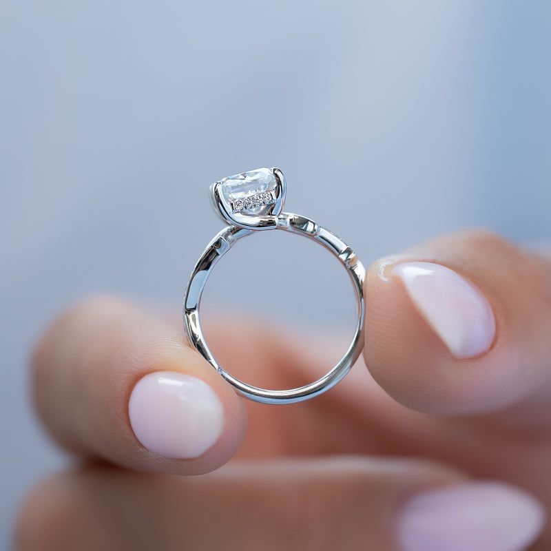 1.50CT Cushion Lab Grown F/VVS2 Diamond Twig Engagement Ring
