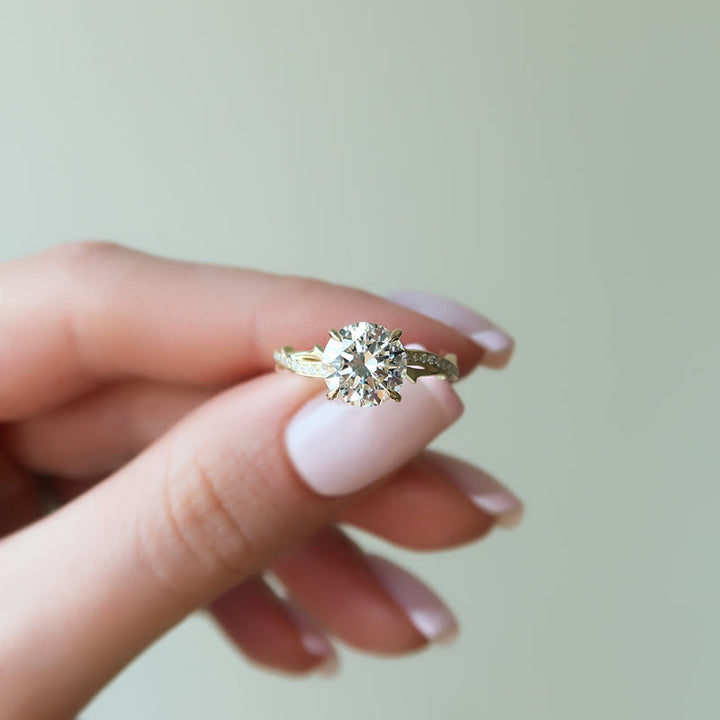 1.50CT Round Lab Grown F/VVS2 Twig Diamond Engagement Ring