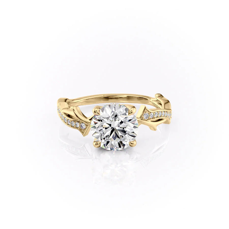 1.50CT Round Lab Grown F/VVS2 Twig Diamond Engagement Ring