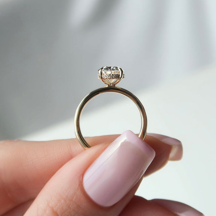 2.0CT Oval Lab Grown F/VS2 Diamond Channel Set Pave Engagement Ring
