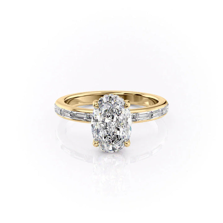 2.0CT Oval Lab Grown F/VS2 Diamond Channel Set Pave Engagement Ring