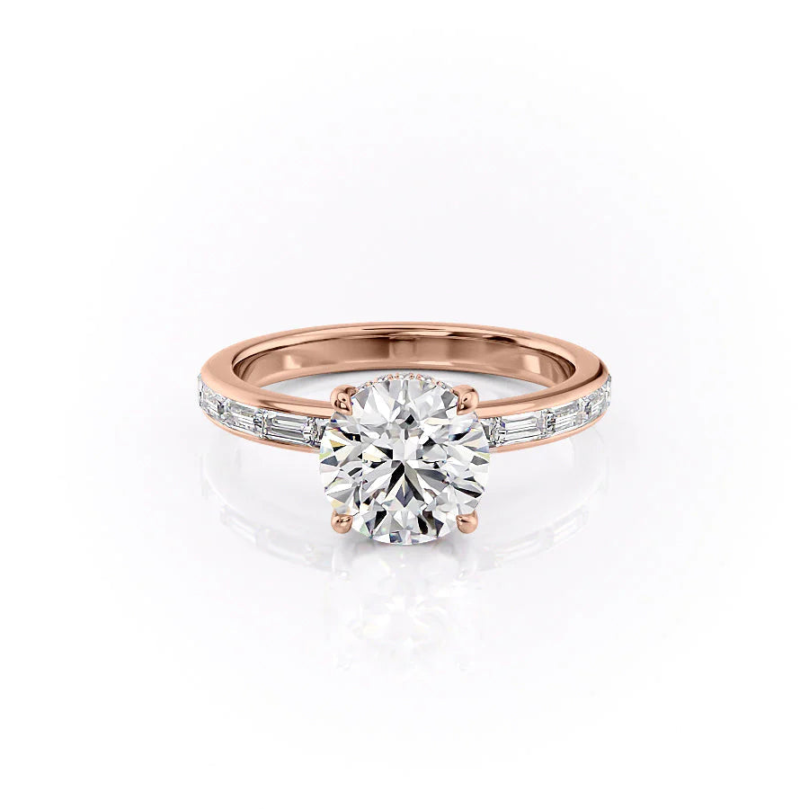 1.50CT Round Lab Grown F/VS2 Diamond Channel Set Pave Engagement Ring