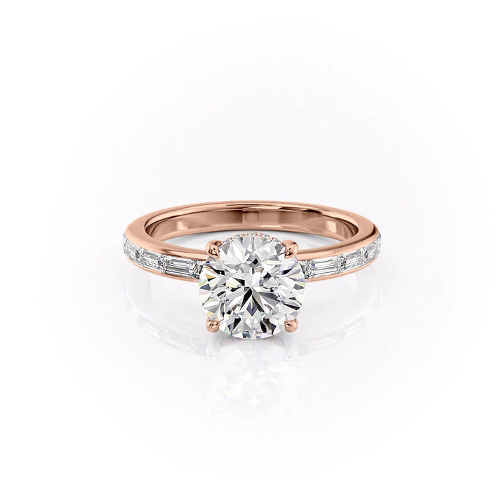 1.50CT Round Lab Grown F/VS2 Diamond Channel Set Pave Engagement Ring