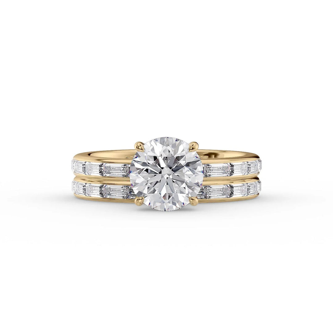 1.50CT Round Lab Grown F/VS2 Diamond Channel Set Pave Engagement Ring
