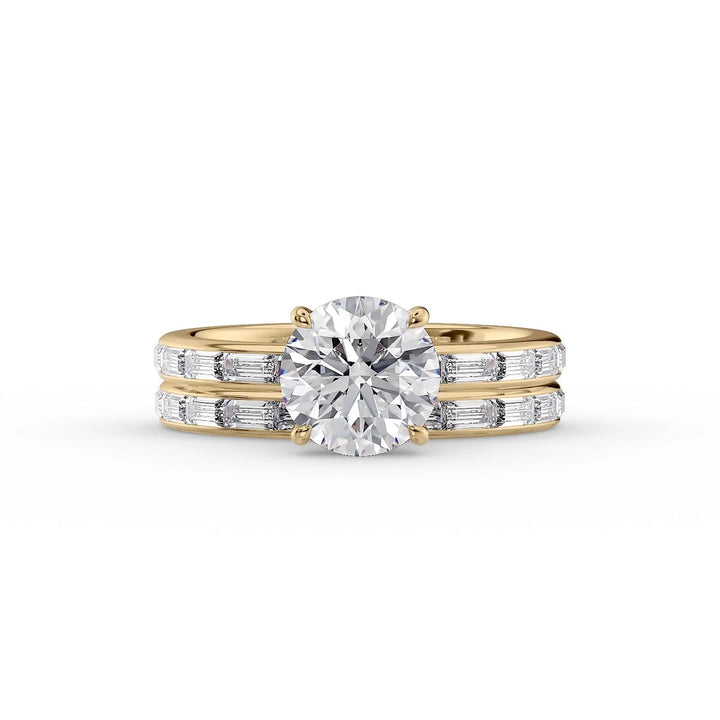 1.50CT Round Lab Grown F/VS2 Diamond Channel Set Pave Engagement Ring