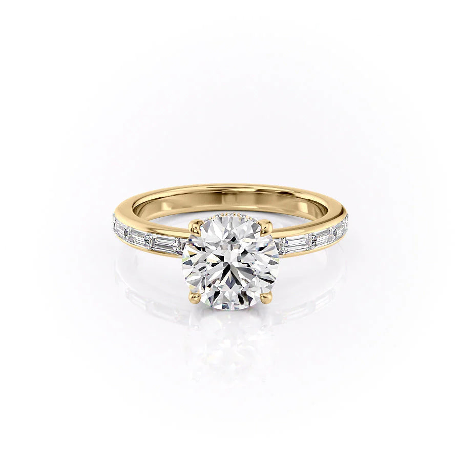 1.50CT Round Lab Grown F/VS2 Diamond Channel Set Pave Engagement Ring