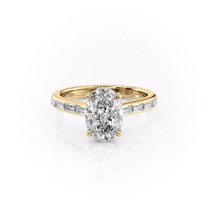 2.50CT Oval Lab Grown E/VVS1 Diamond Channel Set Pave Engagement Ring