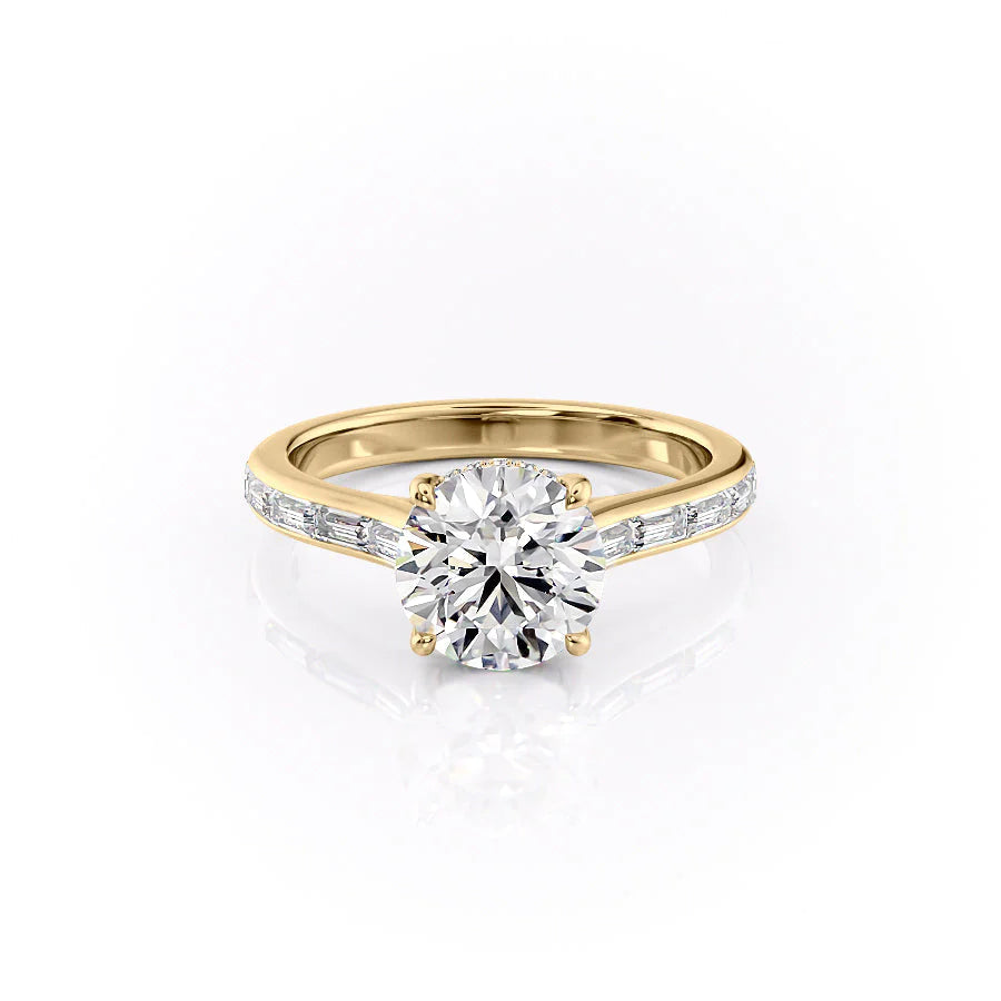 3.0CT Round Lab Grown F/VVS2 Diamond Channel Pave Engagement Ring