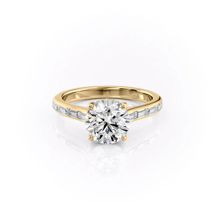3.0CT Round Lab Grown F/VVS2 Diamond Channel Pave Engagement Ring