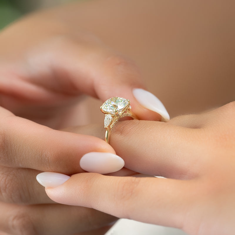 3.0CT Round Lab Grown F/VVS2 Diamond Three Stone Bridge Engagement Ring