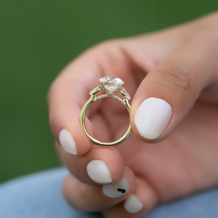 3.0CT Round Lab Grown F/VVS2 Diamond Three Stone Bridge Engagement Ring