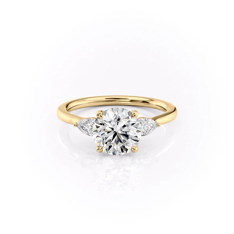 3.0CT Round Lab Grown F/VVS2 Diamond Three Stone Bridge Engagement Ring