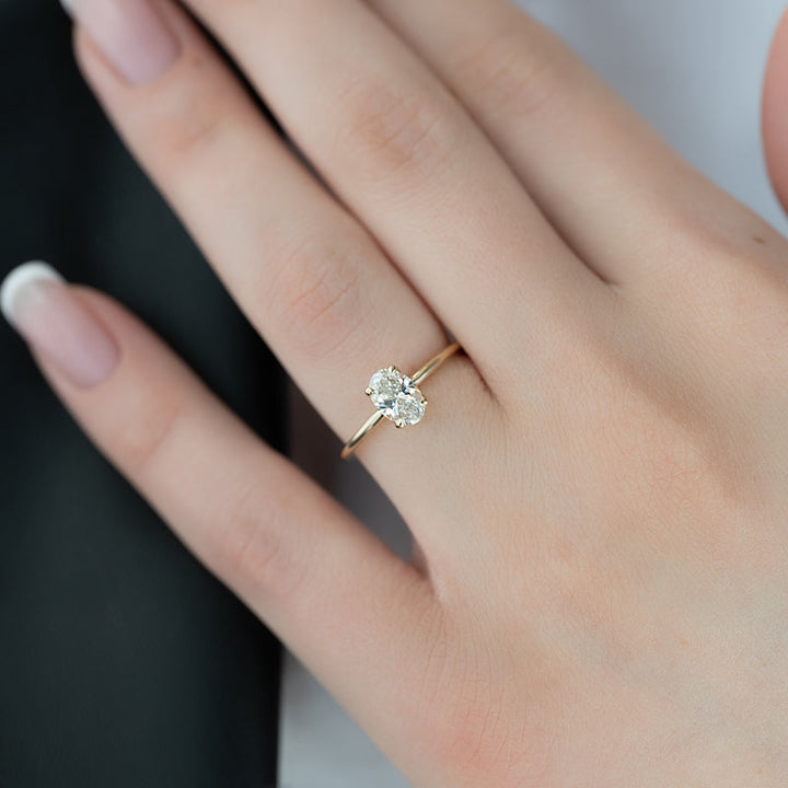 3.0CT Oval Lab Grown E/VVS2 Diamond Solitaire Engagement Ring