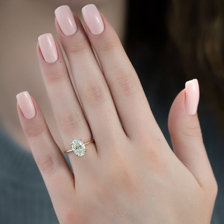 3.0CT Oval Lab Grown E/VVS2 Diamond Solitaire Engagement Ring