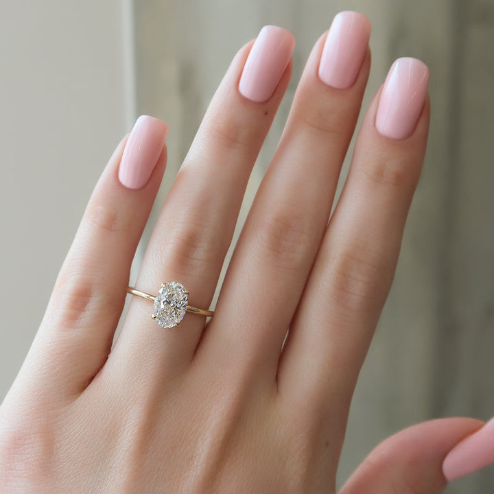 3.0CT Oval Lab Grown E/VVS2 Diamond Solitaire Engagement Ring