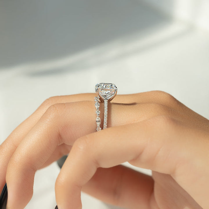 2.50CT Cushion Lab Grown F/VS1 Pave Diamond Engagement Ring