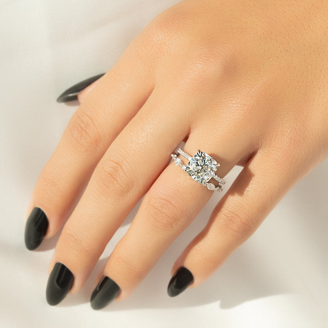 2.50CT Cushion Lab Grown F/VS1 Pave Diamond Engagement Ring