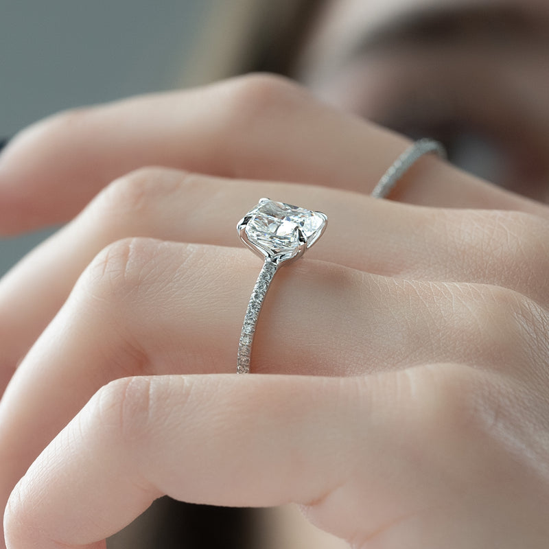 2.50CT Cushion Lab Grown F/VS1 Pave Diamond Engagement Ring