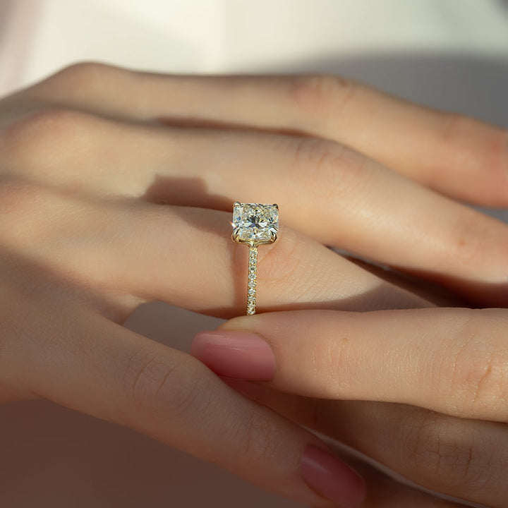 2.50CT Cushion Lab Grown F/VS1 Pave Diamond Engagement Ring