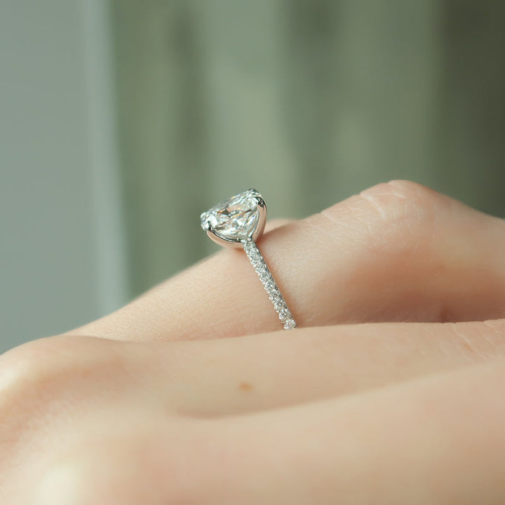 2.0CT Cushion Lab Grown E/VS2 Diamond Pave Engagement Ring for Women