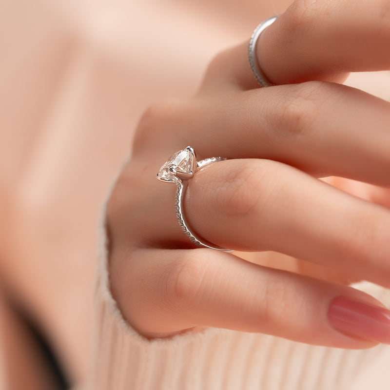2.0CT Cushion Lab Grown E/VS2 Diamond Pave Engagement Ring for Women