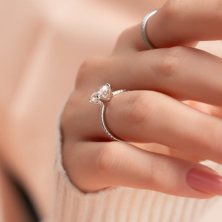 2.0CT Cushion Lab Grown E/VS2 Diamond Pave Engagement Ring for Women