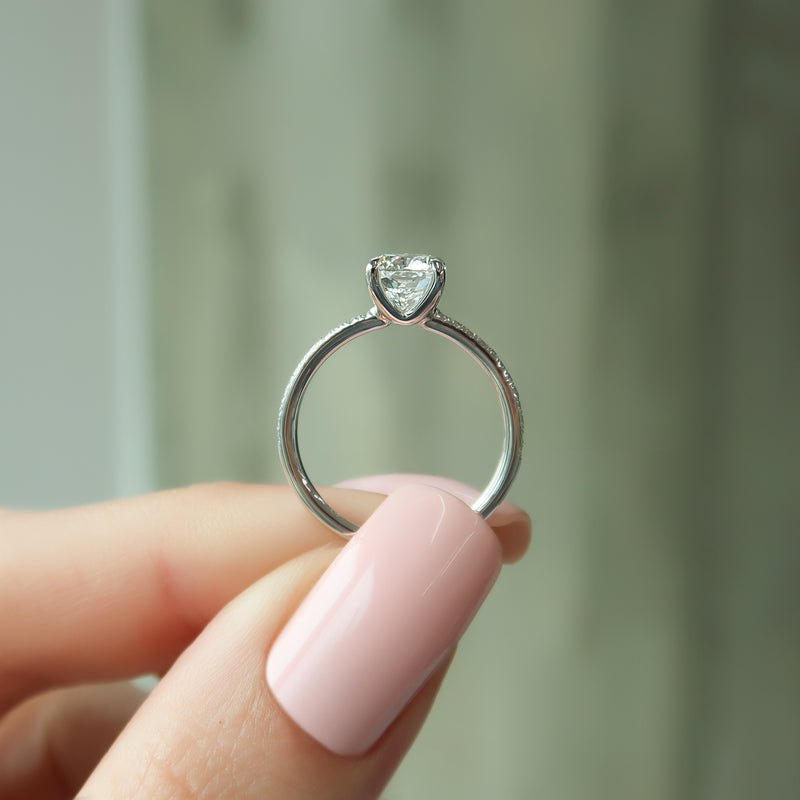 2.0CT Cushion Lab Grown E/VS2 Diamond Pave Engagement Ring for Women