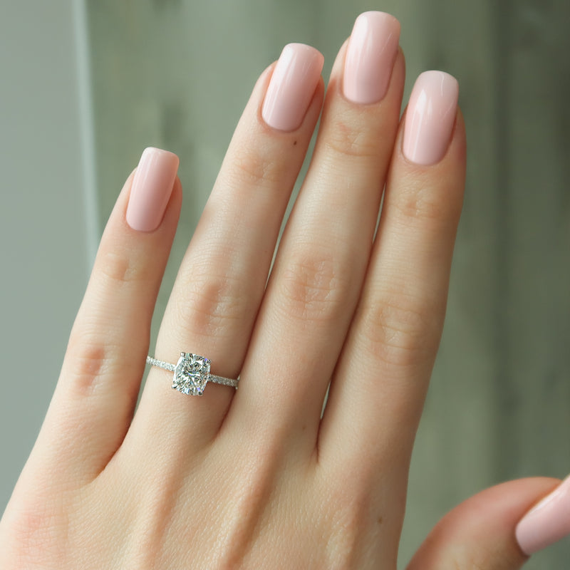 2.0CT Cushion Lab Grown E/VS2 Diamond Pave Engagement Ring for Women