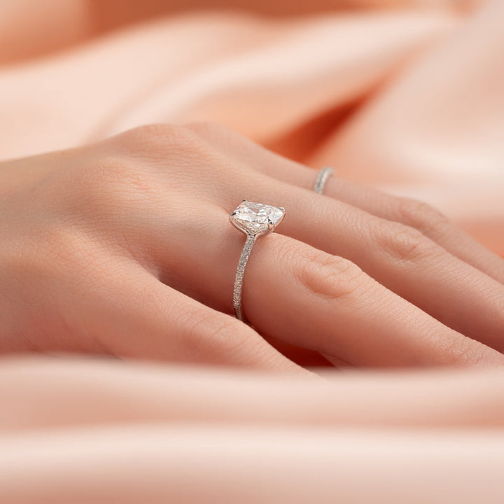 2.0CT Cushion Lab Grown E/VS2 Diamond Pave Engagement Ring for Women