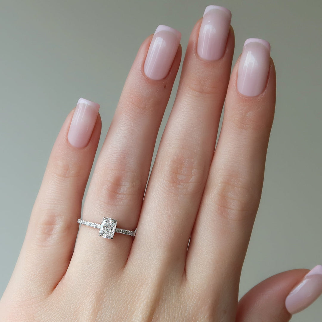 2.0CT Cushion Lab Grown E/VS2 Diamond Pave Engagement Ring for Women