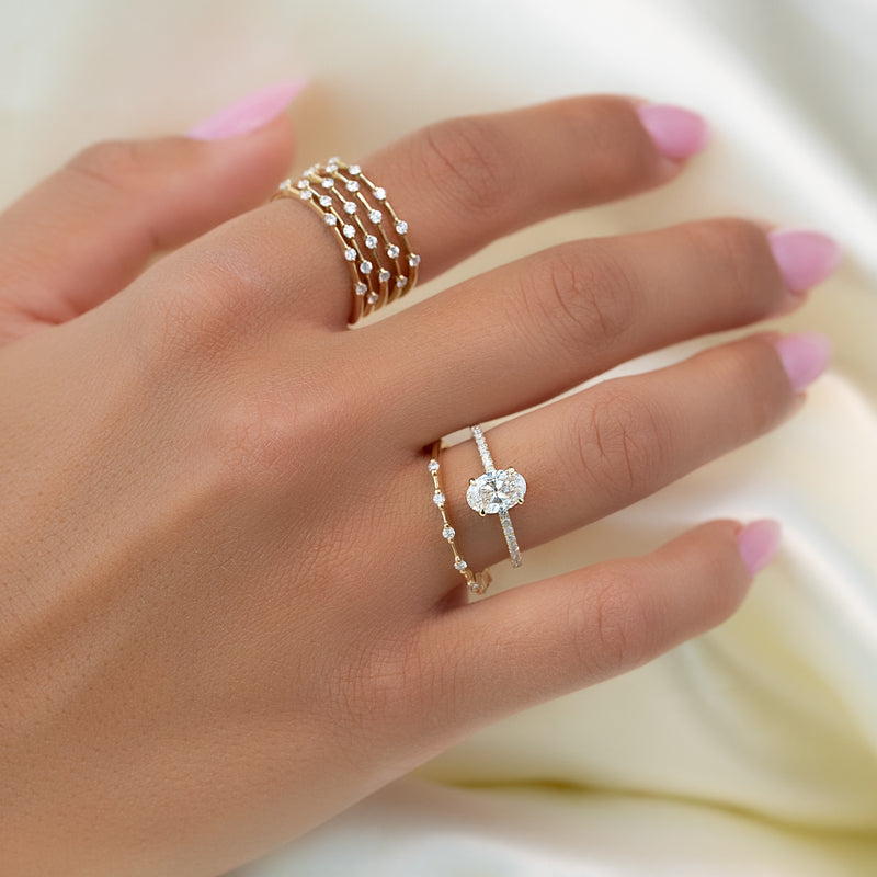 2.50CT Oval Lab Grown F/VS2 Diamond Pave Engagement Ring