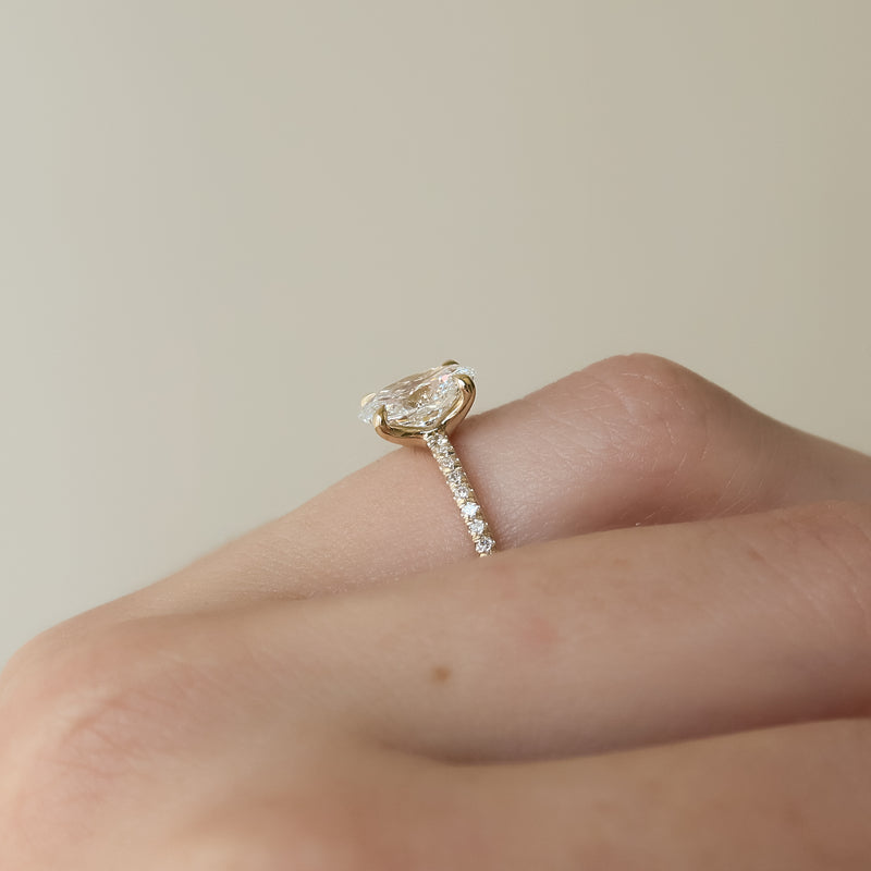 2.50CT Oval Lab Grown F/VS2 Diamond Pave Engagement Ring