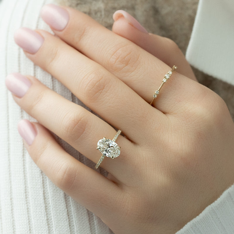 2.50CT Oval Lab Grown F/VS2 Diamond Pave Engagement Ring
