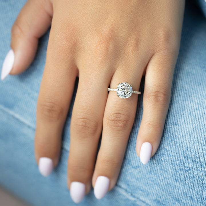 1.50CT Round Lab Grown F/VVS1 Diamond Pave Engagement Ring