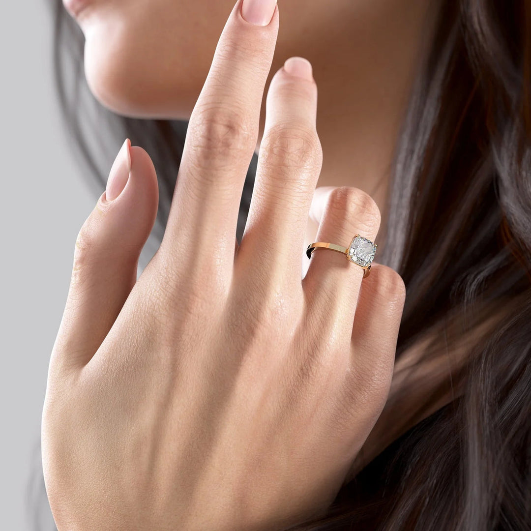 2.0CT Cushion Lab Grown E/VVS1 Diamond Square Solitaire Engagement Ring