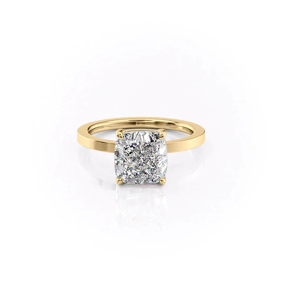 2.0CT Cushion Lab Grown E/VVS1 Diamond Square Solitaire Engagement Ring