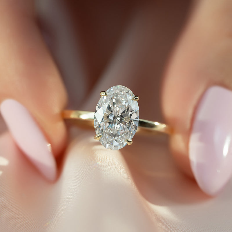 4.0CT Oval Lab Grown F/VVS2 Solitaire Diamond Engagement Ring