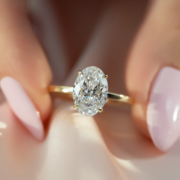 4.0CT Oval Lab Grown F/VVS2 Solitaire Diamond Engagement Ring